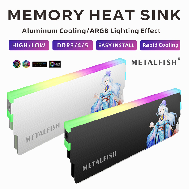 Ddr5 Rgb Ram - METALFISH DRAM المبرد 5V-3PIN ARGB DDR3