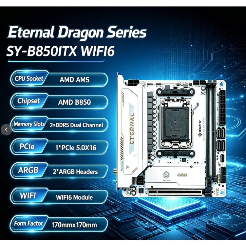 Ddr5 64Gb - لوحة أم SY-B850ITX تدعم WIFI6 وAMD