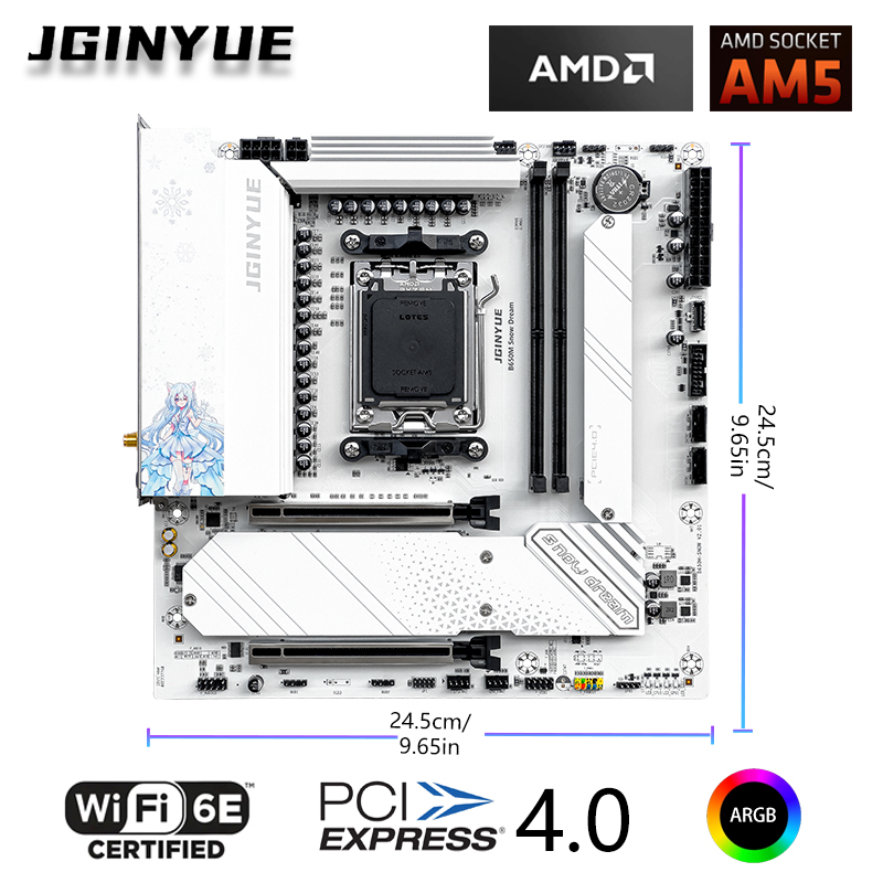 JGINYUE B650M سنو دريم واي فاي - مراجعة Ddr5 Rgb Ram وسعره