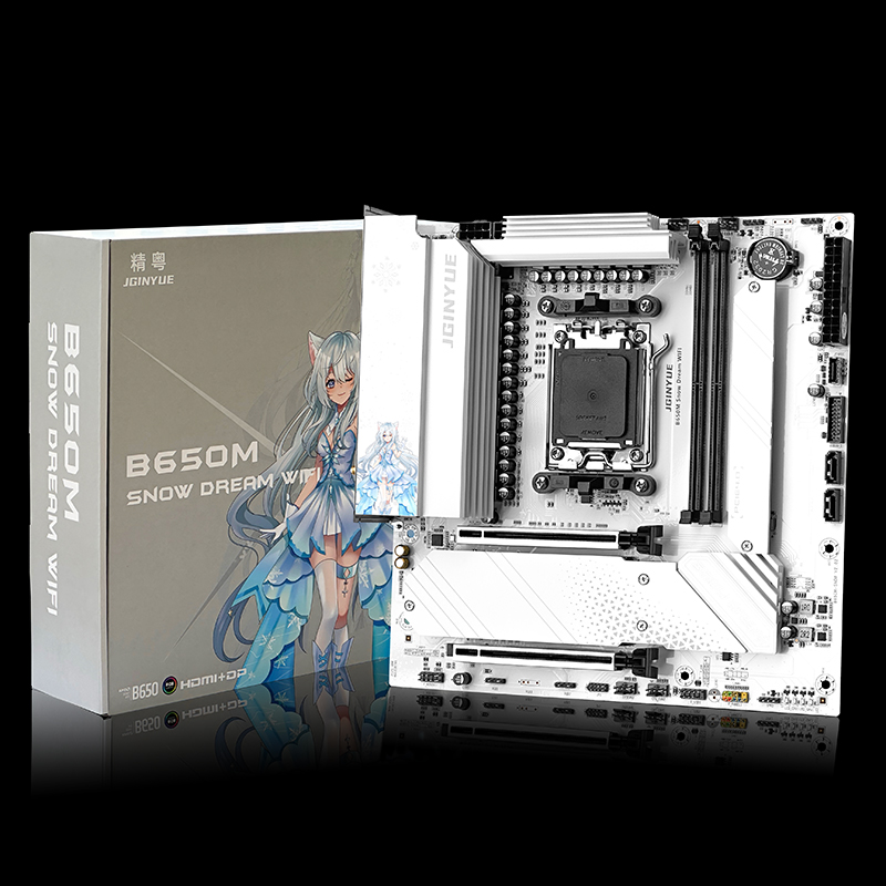 JGINYUE B650M سنو دريم واي فاي - مراجعة Ddr5 Rgb Ram وسعره